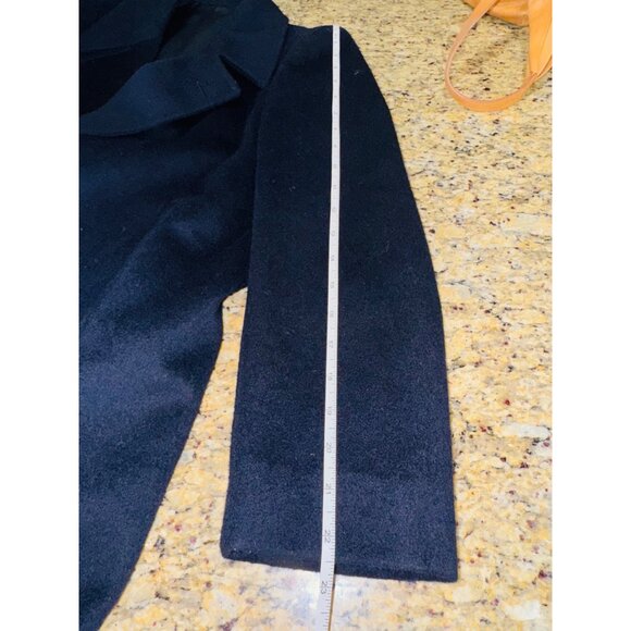 Vintage Mens Navy Virgin Wool Peacoat Overcoat Notch Lapel 3 Button Academic - Picture 6 of 11